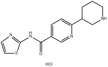 3-Pyridinecarboxamide, 6-(3-piperidinyl)-N-2-thiazolyl-, hydrochloride (1:2) 结构式