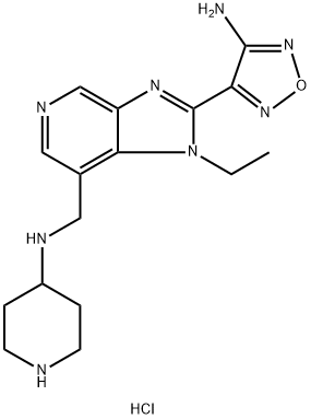 2-(4-Amino-1,2,5-oxadiazol-3-yl)-1-ethyl-N-4-piperidinyl-1H-imidazo[4,5-c]pyridine-7-methanamine tetrahydrochloride 结构式