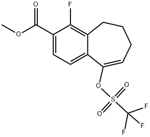 4-氟-9-(((三氟甲基)磺酰基)氧基)-6,7-二氢-5H-苯并[7]环烯-3-羧酸甲酯 结构式