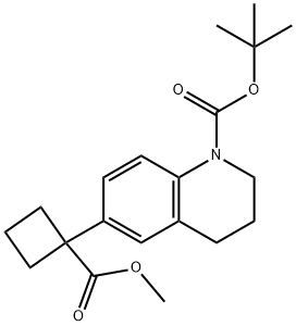6-(1-(甲氧基羰基)环丁基)-3,4-二氢喹啉-1(2H)-羧酸叔丁酯 结构式
