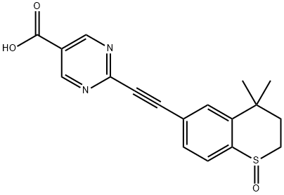 2-((4,4-二甲基-1-氧化硫代苯并二氢吡喃-6-基)乙炔基)嘧啶-5-羧酸 结构式