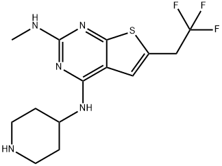 N2-甲基-N4-(4-哌啶基)-6-(2,2,2-三氟乙基)噻吩并[2,3-D]嘧啶-2,4-二胺 结构式