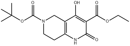 6-(叔丁基)-3-乙基4-羟基-2-氧代-1,5,7,8-四氢-1,6-二氮杂萘-3,6(2H)-二羧酸酯 结构式