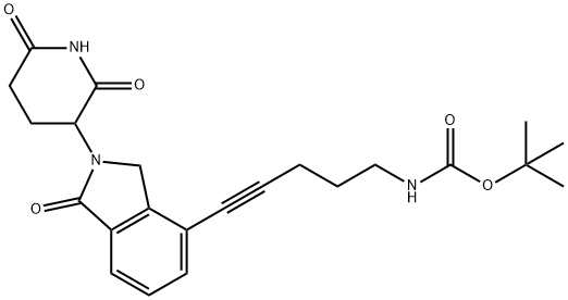 氨基甲酸叔丁酯(5-(2-(2,6-二氧代哌啶-3-基)-1-氧代异吲哚-4-基)戊-4-基-1-基)氨基甲酸酯 结构式