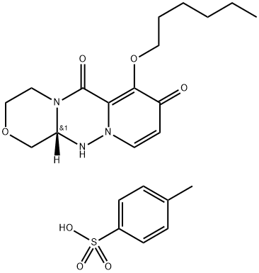 (12AR)-7-(己氧基)-3,4,12,12A四氢-1H-[1,4]恶嗪并[3,4-C]吡啶并[2,1-F]的[1,2,4] 三嗪-6,8-二酮甲苯磺酸盐 结构式