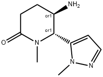 RAC-(5R,6R)-5-氨基-1-甲基-6-(1-甲基-1H-吡唑-5-基)哌啶-2-酮 结构式