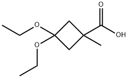 3,3-DIETHOXY-1-METHYLCYCLOBUTANE-1-CARBOXYLIC ACID 结构式