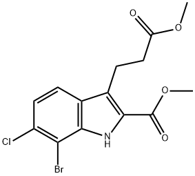 7-溴-6-氯-3-(3-甲氧基-3-氧丙基)-1H-吲哚-2-羧酸甲酯 结构式