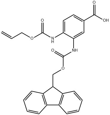 3-({[(9H-fluoren-9-yl)methoxy]carbonyl}amino)-4-{[(prop-2-en-1-yloxy)carbonyl]amino}benzoic acid 结构式