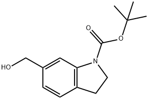 1H-Indole-1-carboxylic acid, 2,3-dihydro-6-(hydroxymethyl)-, 1,1-dimethylethyl ester 结构式