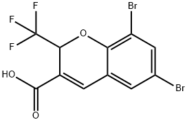 2H-1-Benzopyran-3-carboxylic acid, 6,8-dibromo-2-(trifluoromethyl)- 结构式