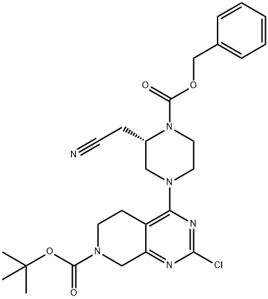 (S)-2-(氰甲基)哌嗪-1-甲酸苄酯 结构式