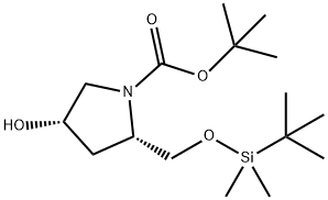 (3S,5S)-5-[[(叔丁基二甲基硅基)氧基]甲基]-1-BOC-吡咯烷-3-醇 结构式