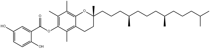 Benzoic acid, 2,5-dihydroxy-, (2R)-3,4-dihydro-2,5,7,8-tetramethyl-2-[(4R,8R)-4,8,12-trimethyltridecyl]-2H-1-benzopyran-6-yl ester 结构式