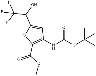 3-((叔丁氧基羰基)氨基)-5-(2,2,2-三氟-1-羟乙基)噻吩-2-羧酸甲酯 结构式