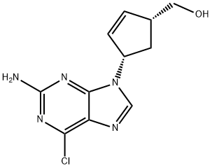 (1R,4S)-4-(2-Amino-6-chloro-9H-purin-9-yl)-2-cyclopentene-1-methanol 结构式