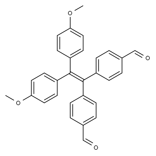 4,4'-(2,2-双(4-甲氧基苯基)乙烯-1,1-二基)二苯甲醛 结构式