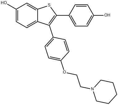 Benzo[b]thiophene-6-ol, 2-(4-hydroxyphenyl)-3-[4-[2-(1-piperidinyl)ethoxy]phenyl]- 结构式