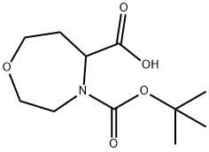 4-(叔丁氧基羰基)-1,4-氧氮杂环庚烷-5-羧酸 结构式