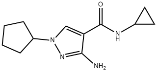 3-amino-1-cyclopentyl-N-cyclopropyl-1H-pyrazole-4-carboxamide 结构式