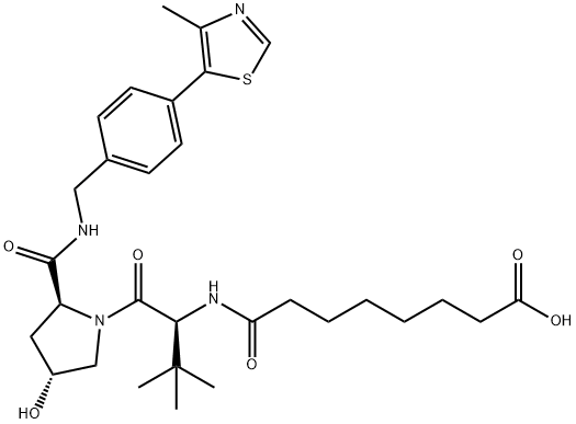 8-[[(S)-1-[(2S,4R)-4-羟基-2-[[4-(4-甲基噻唑-5-基)苄基]氨基甲酰基]吡咯烷-1-基]-3,3-二甲基-1-氧代丁烷-2-基]氨基]-8-氧代辛酸 结构式