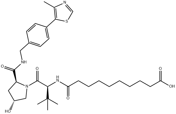 10-(((S)-1-((2S,4R)-4-羟基-2-((4-(4-甲基噻唑-5-基)苄基)氨基甲酰基)吡咯烷-1-基)-3,3-二甲基-1-氧代丁-2-基)氨基)-10-氧代癸酸 结构式