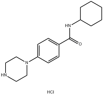 N-Cyclohexyl-4-(piperazin-1-yl)benzamide hydrochloride 结构式