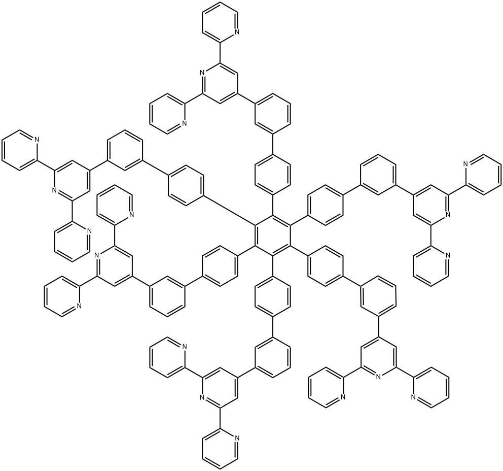 1,2,3,4,5,6-hexa (4'-biphenyl-3'-tripyridinyl) benzene 结构式