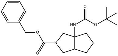 Cyclopenta[c]pyrrole-2(1H)-carboxylic acid, 3a-[[(1,1-dimethylethoxy)carbonyl]amino]hexahydro-, phenylmethyl ester 结构式