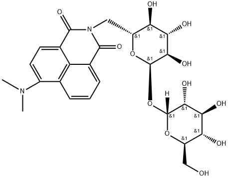 a-D-Glucopyranoside, a-D-glucopyranosyl 6-deoxy-6-[6-(dimethylamino)-1,3-dioxo-1Hbenz[de]isoquinolin-2(3H)-yl]- 结构式