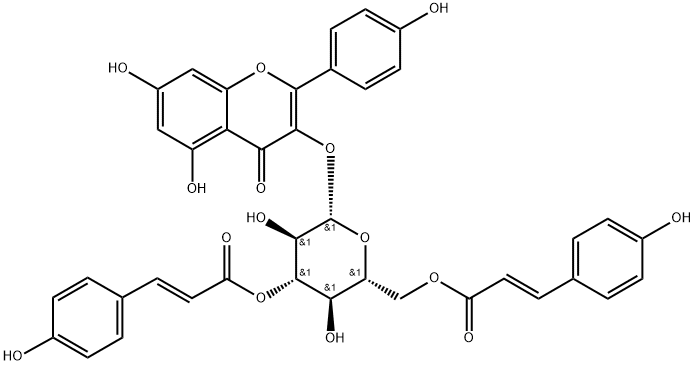 Kaempferol 3-O-(3",6"-di-O-E-
p-coumaroyl)-β-D-glucopyranoside 结构式