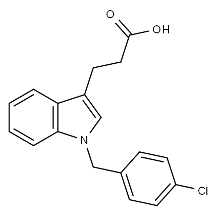 3-{1-[(4-氯苯基)甲基]-1H-吲哚-3-基}丙酸 结构式