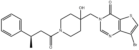 Thieno[3,2-d]pyrimidin-4(3H)-one, 7-bromo-3-[[4-hydroxy-1-[(3R)-1-oxo-3-phenylbutyl]-4-piperidinyl]methyl]- 结构式