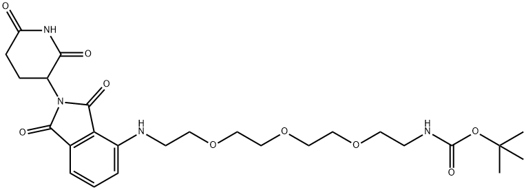 (2-(2-(2-(2-((2-(2,6-二氧代哌啶-3-基)-1,3-二氧代异吲哚-4-基)氨基)乙氧基)乙氧基)乙氧基)乙基叔丁基)氨基甲酸酯 结构式