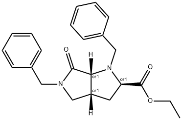 REL-乙基(2R,3AR,6AR)-1,5-二苄基-6-氧代八氢吡咯并[3,4-B]吡咯-2-羧酸酯 结构式