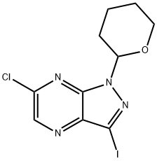 6-Chloro-3-Iodo-1-Tetrahydropyran-2-Yl-Pyrazolo[3,4-B]Pyrazine 结构式