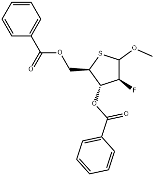 Methyl 2-deoxy-3,5-di-O-benzoyl-2-fluoro-4-thio-D-arabinopentofuranoside 结构式