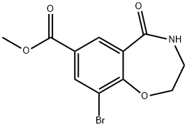 9-溴-5-氧代-2,3,4,5-四氢苯并[F][1,4]氧氮杂-7-羧酸甲酯 结构式