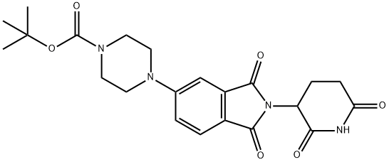 1-Piperazinecarboxylic acid, 4-[2-(2,6-dioxo-3-piperidinyl)-2,3-dihydro-1,3-dioxo-1H-isoindol-5-yl]-, 1,1-dimethylethyl ester 结构式