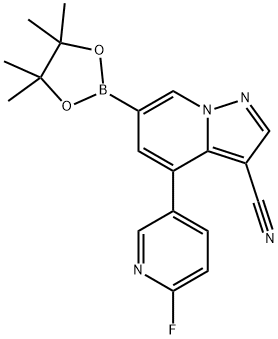 4-(6-氟吡啶-3-基)-6-(4,4,5,5-四甲基-1,3,2-二氧硼杂环戊烷-2-基)吡唑并[1,5-A]吡啶-3-甲腈 结构式