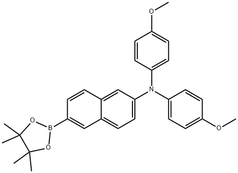 N,N-双(4-甲氧基苯基)-6-(4,4,5,5-四甲基-1,3,2-二氧杂硼烷-2-基)萘-2-胺 结构式