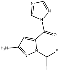 1-(difluoromethyl)-5-(1H-1,2,4-triazol-1-ylcarbonyl)-1H-pyrazol-3-amine 结构式