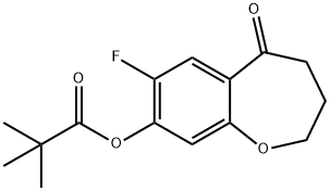7-氟-5-氧代-2,3,4,5-四氢苯并[B]氧杂-8-基新戊酸酯 结构式