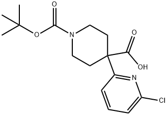 1-BOC-4-(6-氯-2-吡啶基)哌啶-4-甲酸 结构式
