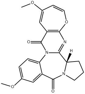 6H,12H-Oxepino[2',3':4,5]pyrimido[1,2-a]pyrrolo[2,1-c][1,4]benzodiazepine-6,12-dione, 14,15,16,16a-tetrahydro-4,10-dimethoxy-, (16aS)- 结构式