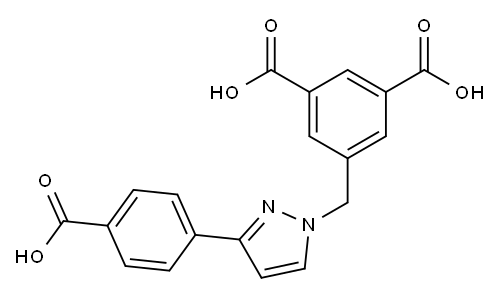 5-[(3-(4-羧基苯基)-1H-吡唑-1-基)甲基]间苯二甲酸 结构式