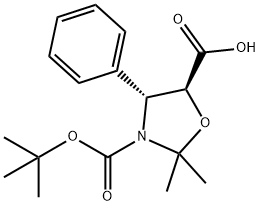(4R,5S)-1-N-(tert-butoxycarbonyl)-2,2-dimethyl-4-phenyl-5-oxazolidinecarboxylic acid 结构式