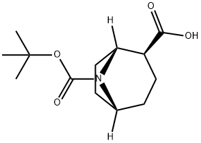 (1R,2S,5R)-8-(叔丁氧基羰基)-8-氮杂双环螺[3.2.1]辛烷-2-羧酸 结构式