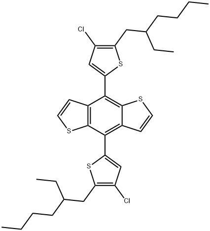 4,8-bis(4-chloro-5-(2-ethylhexyl)thiophen-2-yl)benzo[1,2-b:4,5-b']dithiophene 结构式