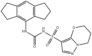 5H-Pyrazolo[5,1-b][1,3]oxazine-3-sulfonamide, N-[[(1,2,3,5,6,7-hexahydro-s-indacen-4-yl)amino]carbonyl]-6,7-dihydro- 结构式